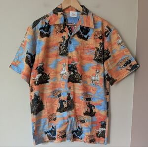 Vintage Lone Ranger Men's Western Button Down Cowboy Short Sleeve Hawaiian Shirt